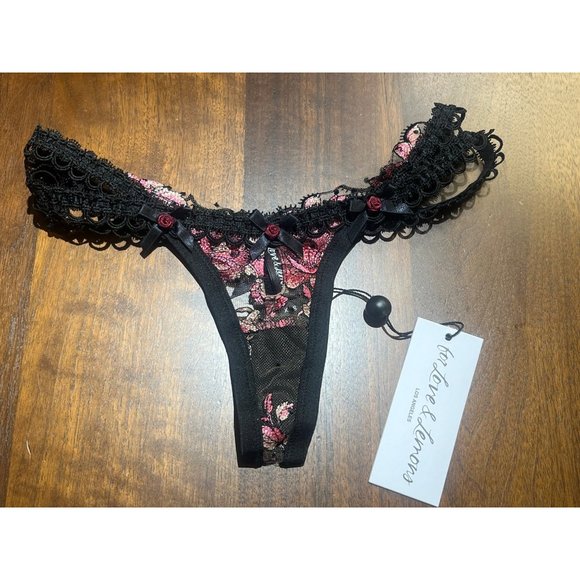 FOR LOVE & LEMONS Juliet Thong Panty in Noir Black XXSmall New - Picture 5 of 10